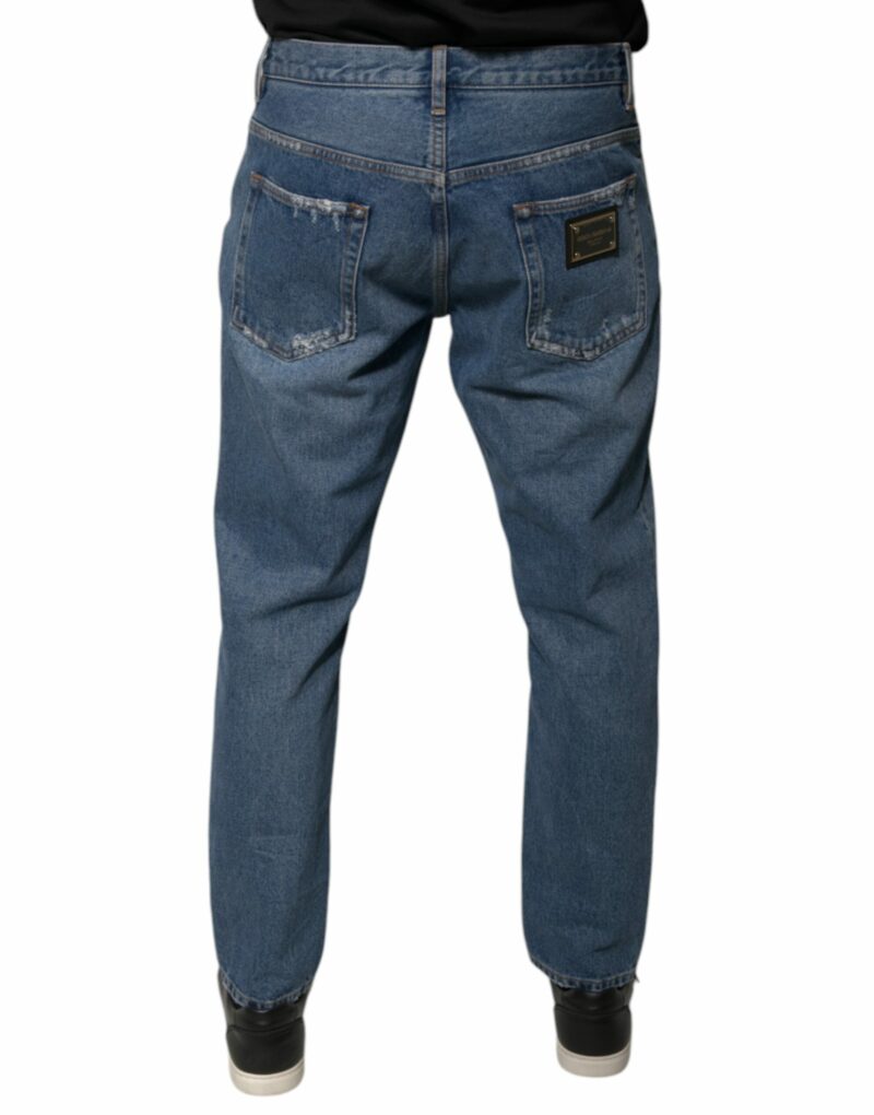 Dolce & Gabbana Blue Cotton Logo Men Loose Denim Jeans - Image 4