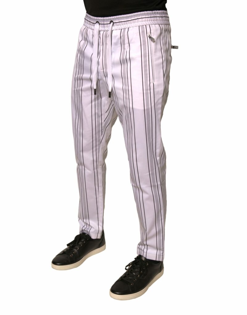 Dolce & Gabbana White Stripe Cotton Dress Skinny Pants - Image 3