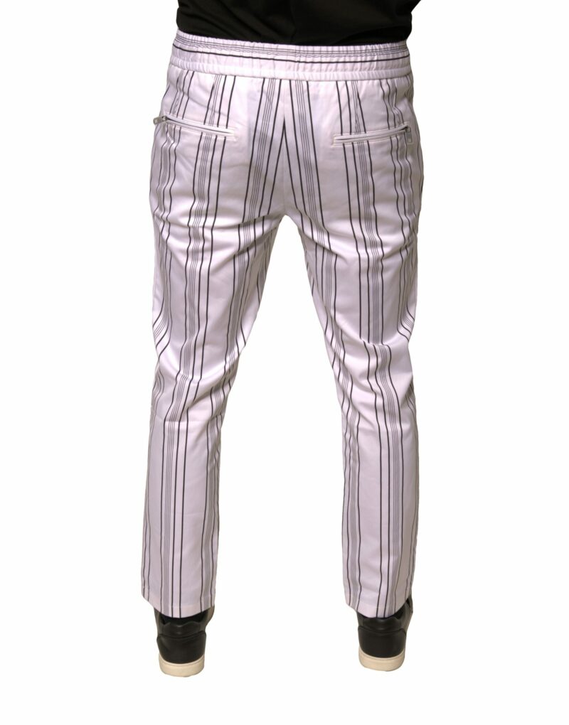 Dolce & Gabbana White Stripe Cotton Dress Skinny Pants - Image 4