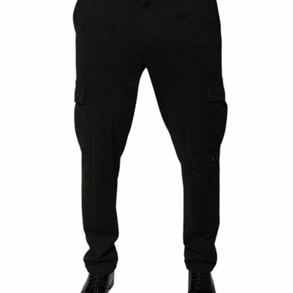 Dolce & Gabbana Black Viscose Cargo Men Casual Pants