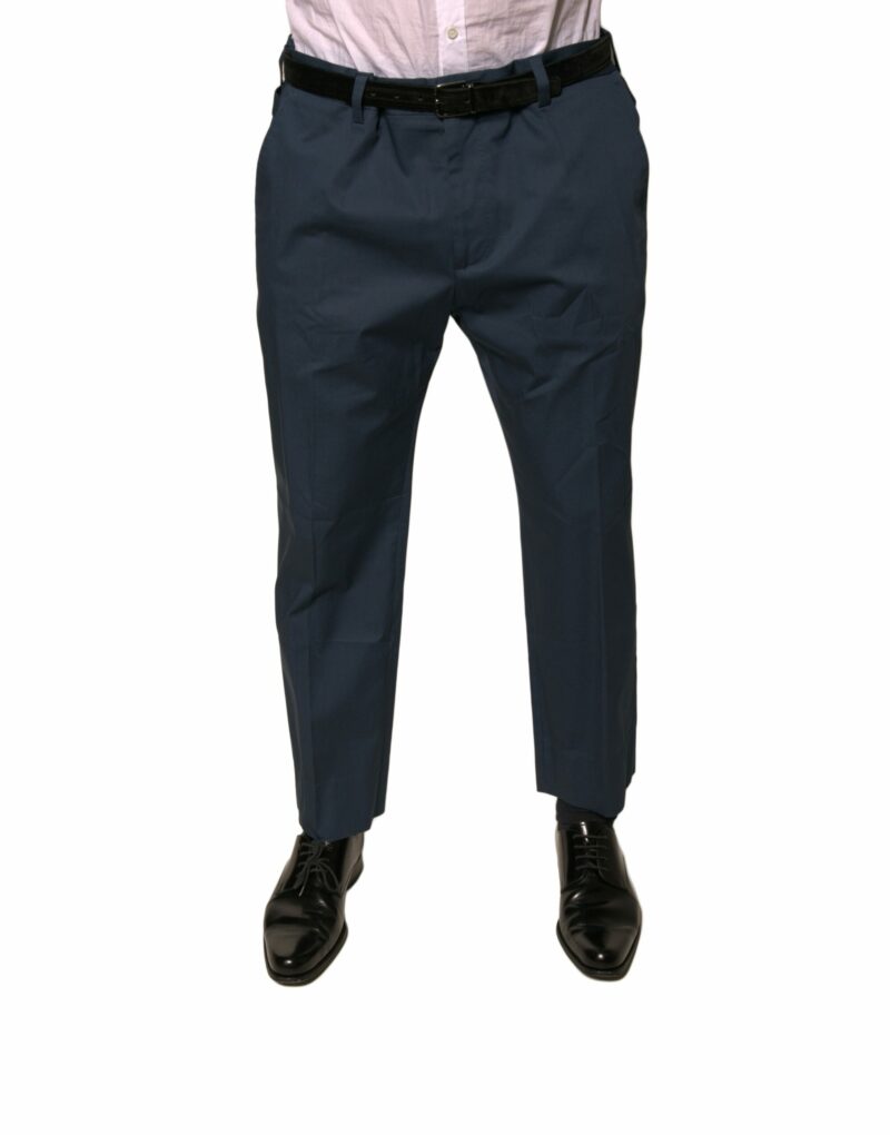 Dolce & Gabbana Blue Cotton Men Skinny Dress Pants - Image 2