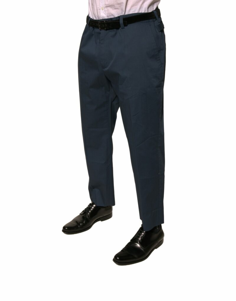 Dolce & Gabbana Blue Cotton Men Skinny Dress Pants - Image 3