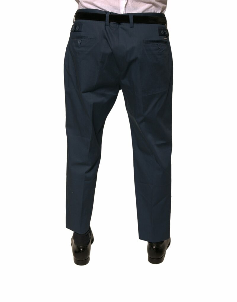 Dolce & Gabbana Blue Cotton Men Skinny Dress Pants - Image 4