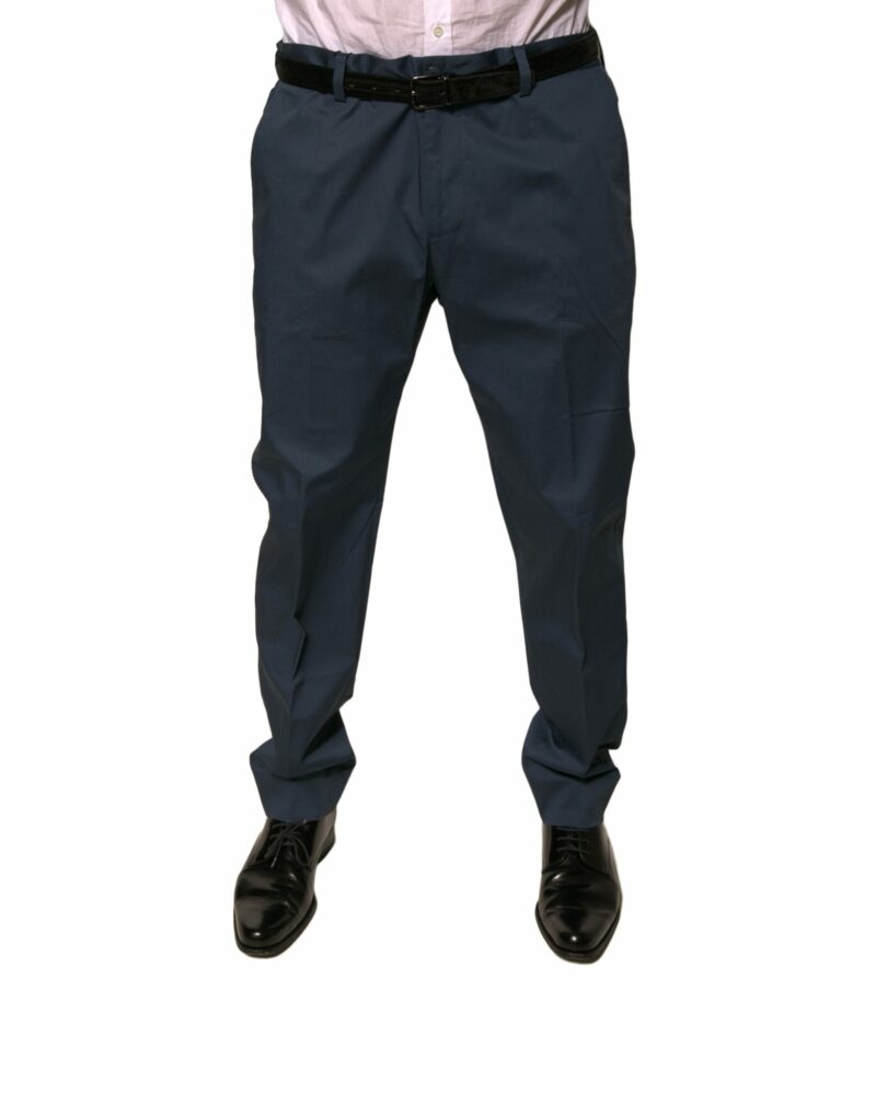 Dolce & Gabbana Dark Blue Cotton Stretch Skinny Men Dress Pants - Image 2