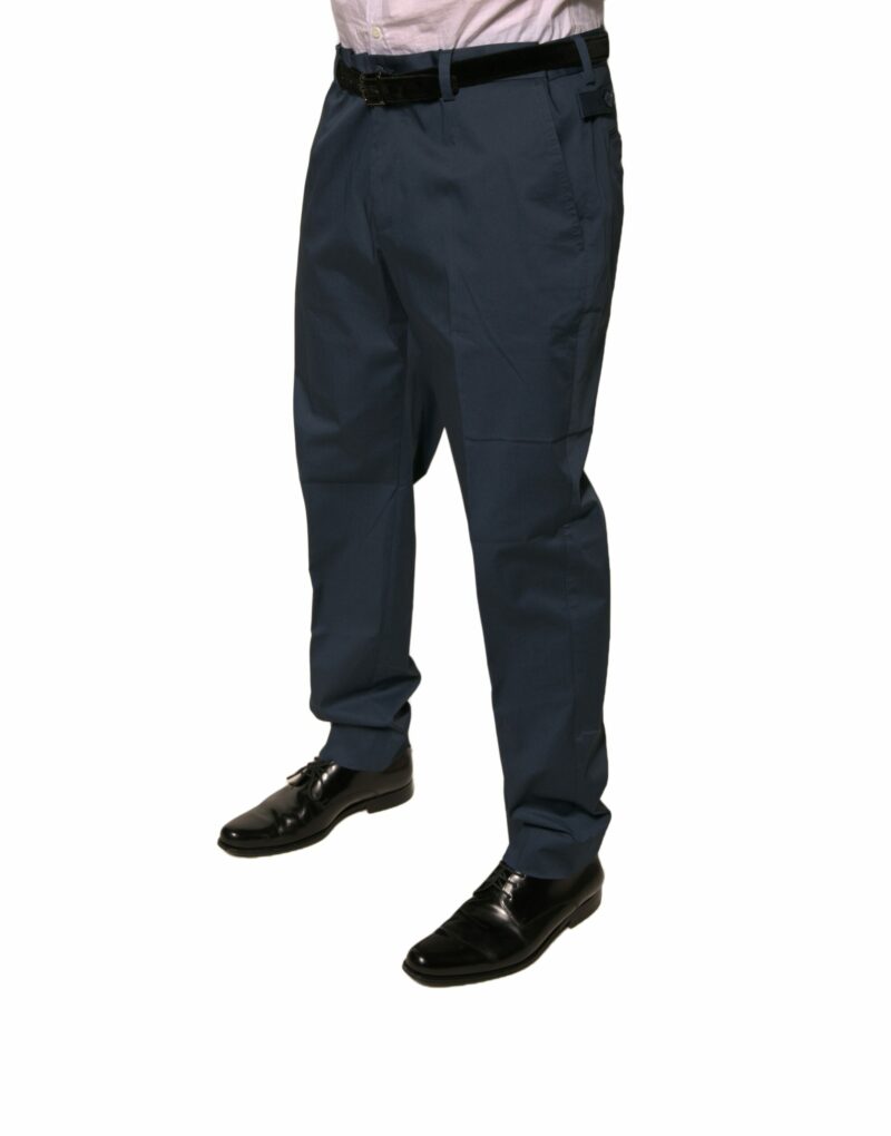 Dolce & Gabbana Dark Blue Cotton Stretch Skinny Men Dress Pants - Image 3
