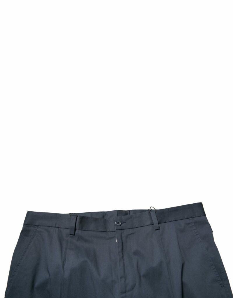 Dolce & Gabbana Dark Blue Cotton Stretch Skinny Men Dress Pants - Image 5