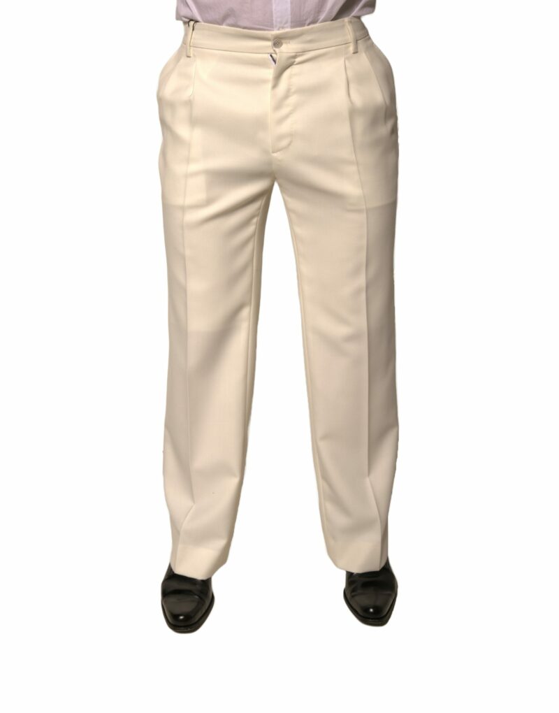 Dolce & Gabbana Off White Straight Dress Pants - Image 2