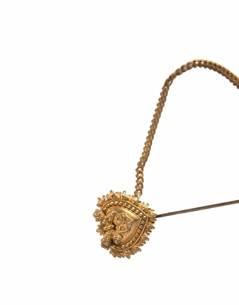 Dolce & Gabbana Gold 925 Sterling Silver Sacred Heart Pin Collar Brooch - Image 3