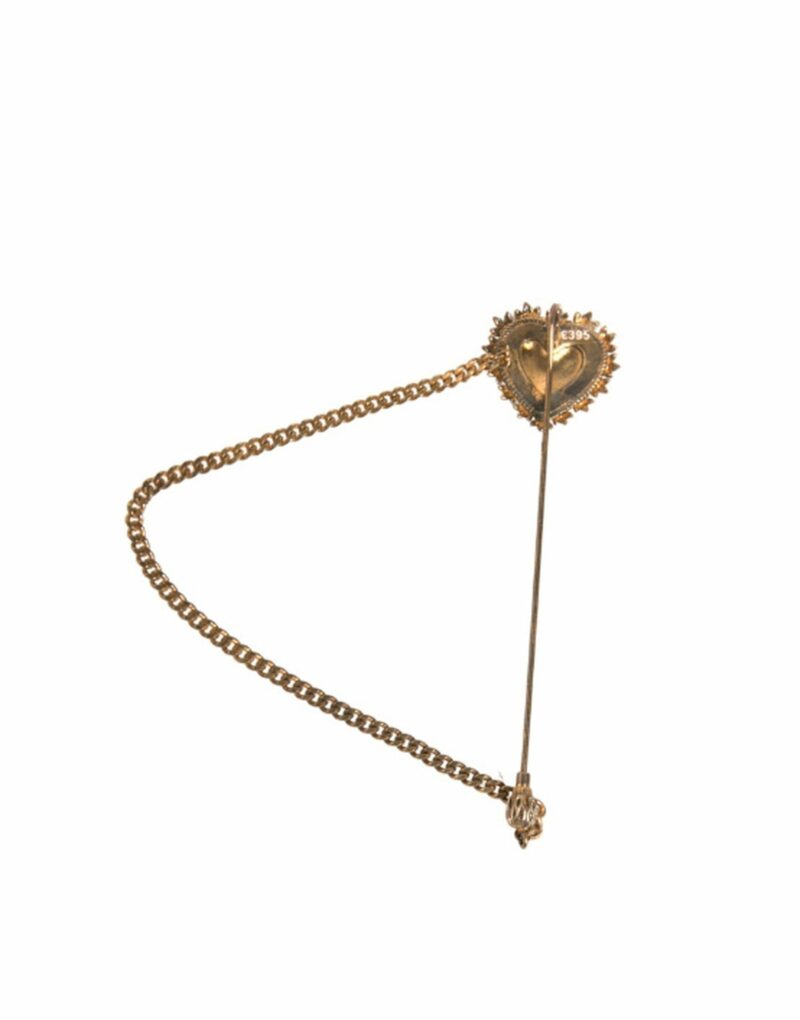 Dolce & Gabbana Gold 925 Sterling Silver Sacred Heart Pin Collar Brooch - Image 4