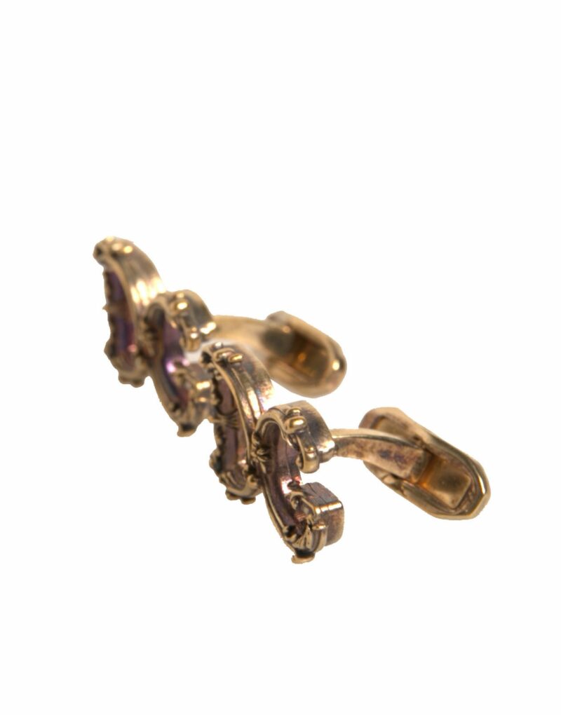 Dolce & Gabbana Gold Tone 925 Sterling Silver DG Logo Cufflink - Image 3