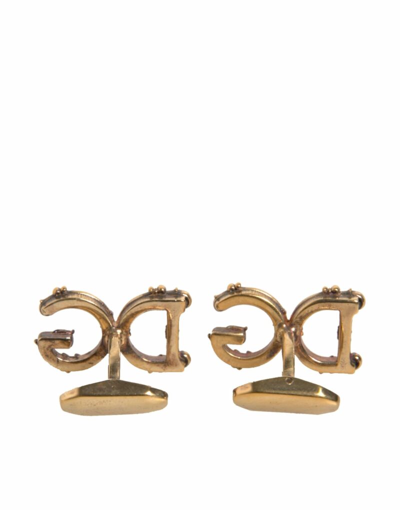 Dolce & Gabbana Gold Tone 925 Sterling Silver DG Logo Cufflink - Image 4