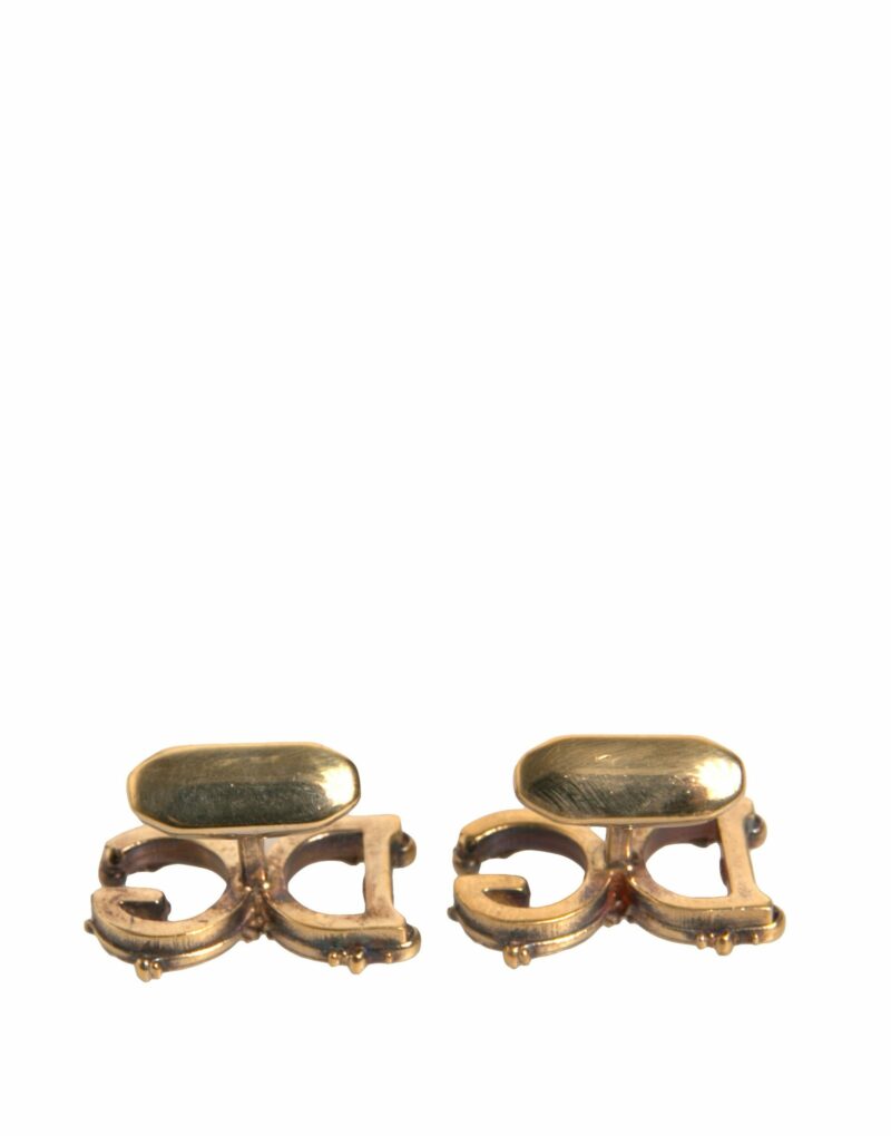 Dolce & Gabbana Gold Tone 925 Sterling Silver DG Logo Cufflink - Image 5