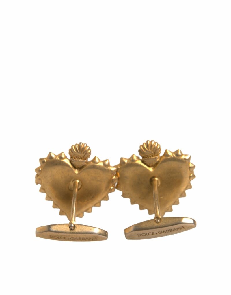 Dolce & Gabbana Gold 925 Sterling Silver DG Heart Cufflink - Image 4
