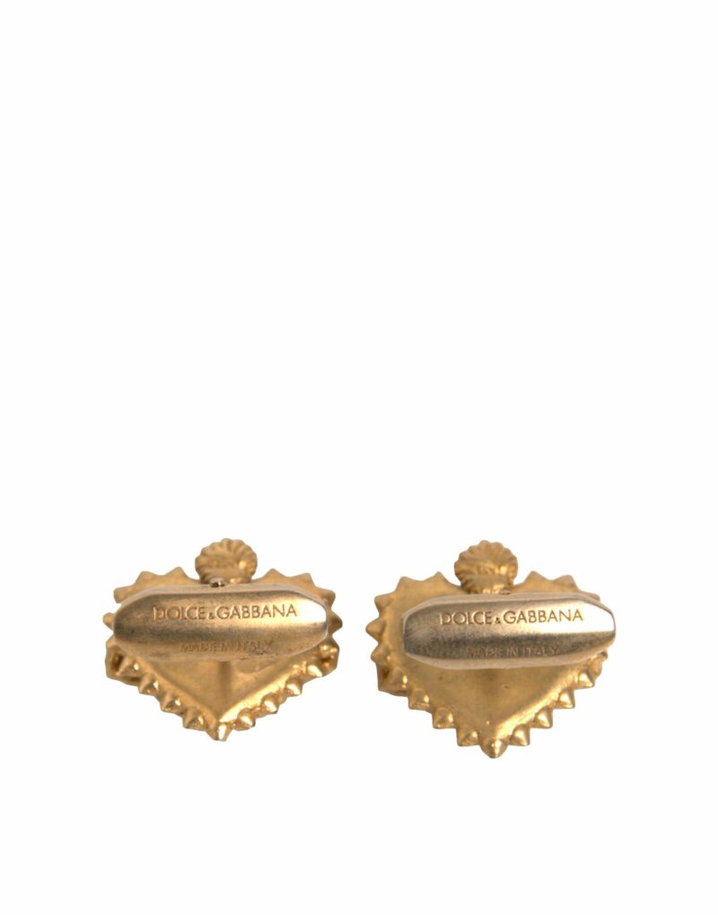 Dolce & Gabbana Gold 925 Sterling Silver DG Heart Cufflink - Image 5