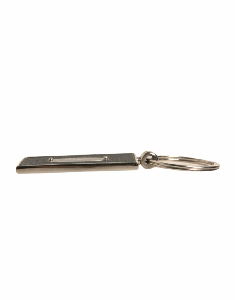 Dolce & Gabbana Black Leather Logo Metal Ring Keychain Keyring - Image 2