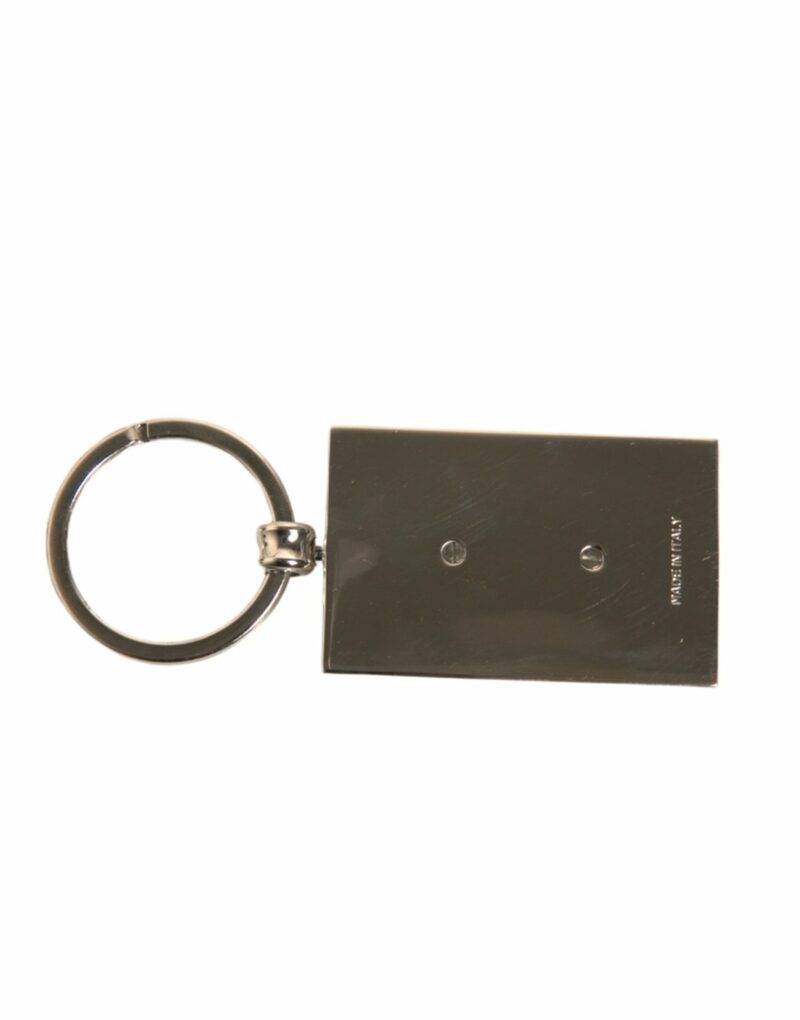 Dolce & Gabbana Black Leather Logo Metal Ring Keychain Keyring - Image 3