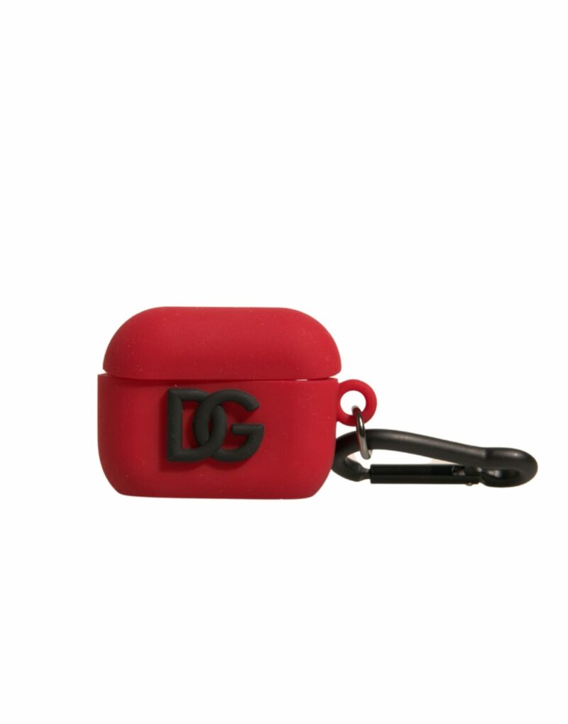 Dolce & Gabbana Red Silicone Rubber Logo Embossed Airpods Case - Image 2
