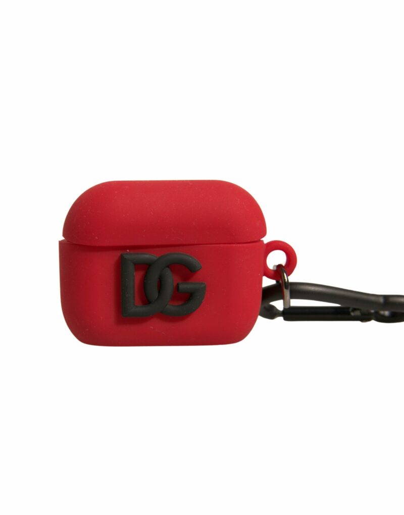 Dolce & Gabbana Red Silicone Rubber Logo Embossed Airpods Case - Image 3