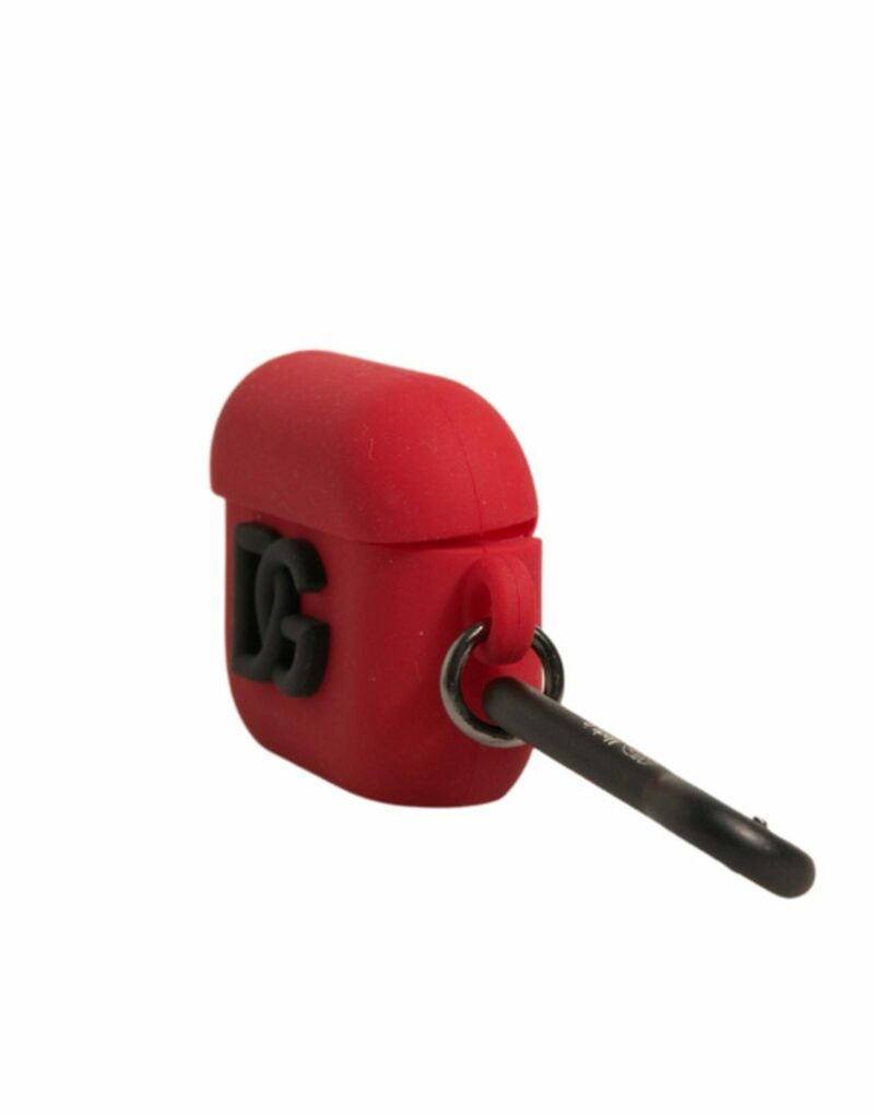 Dolce & Gabbana Red Silicone Rubber Logo Embossed Airpods Case - Image 4