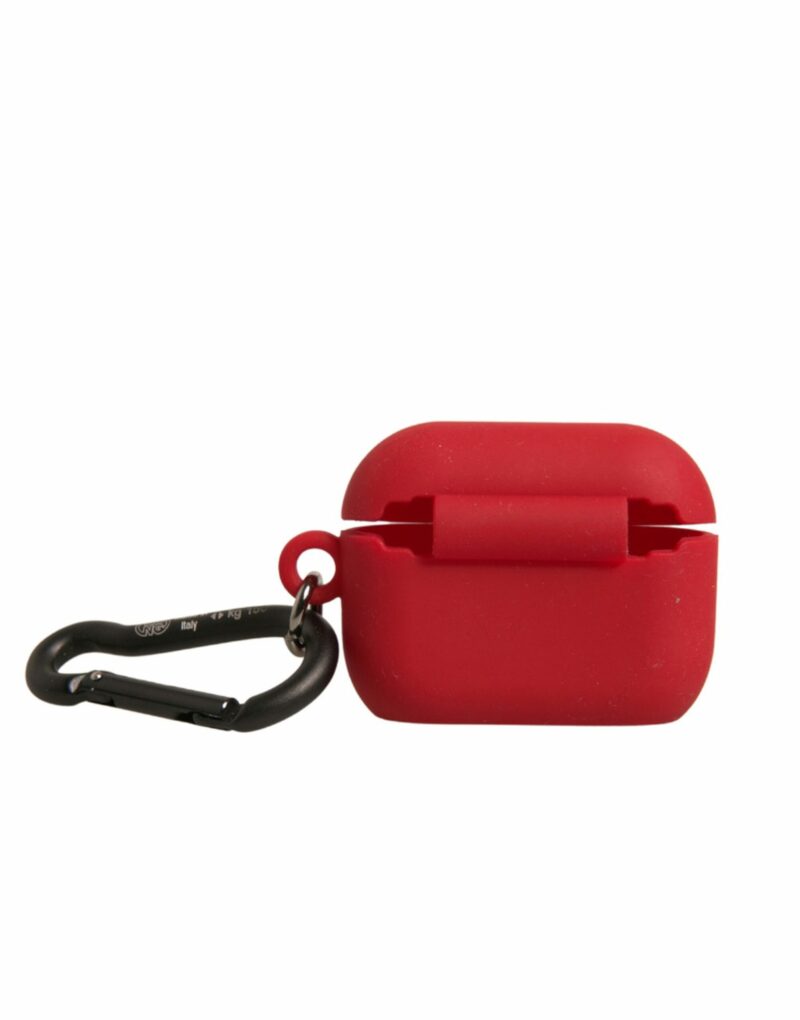 Dolce & Gabbana Red Silicone Rubber Logo Embossed Airpods Case - Image 5