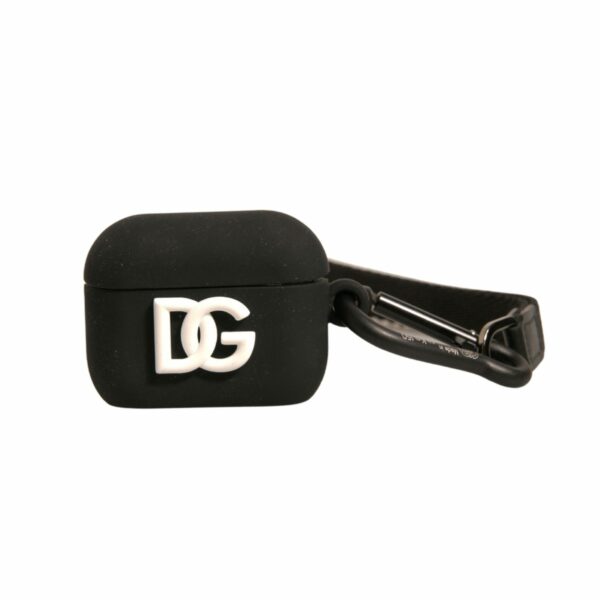 Dolce & Gabbana Black Silicone Rubber Logo Embossed Airpods Case