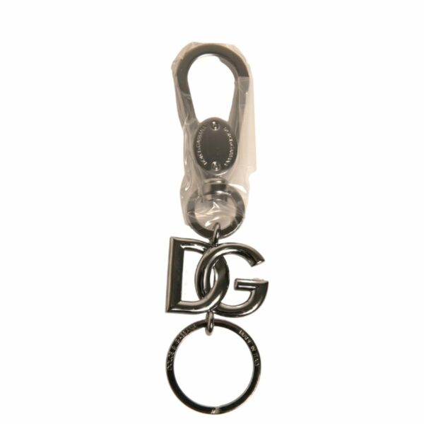 Dolce & Gabbana Silver Brass DG Logo Keychain Metal Ring Keyring