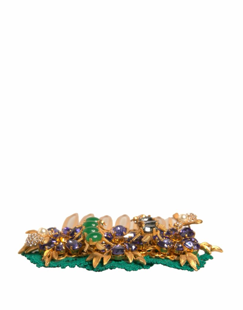 Dolce & Gabbana Gold Brass Crystals Hair Stick Comb - Image 4