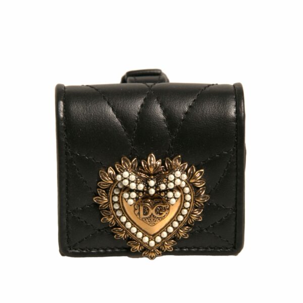 Dolce & Gabbana Black Leather Devotion Heart Strap Airpod Case