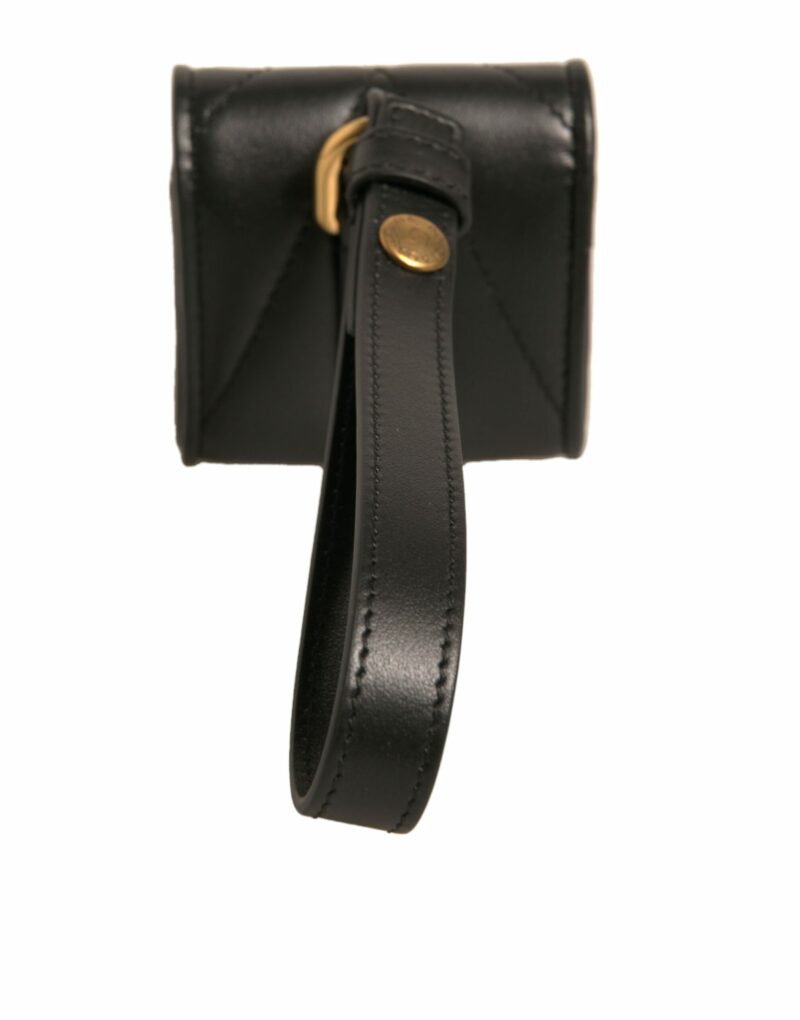 Dolce & Gabbana Black Leather Devotion Heart Strap Airpod Case - Image 4
