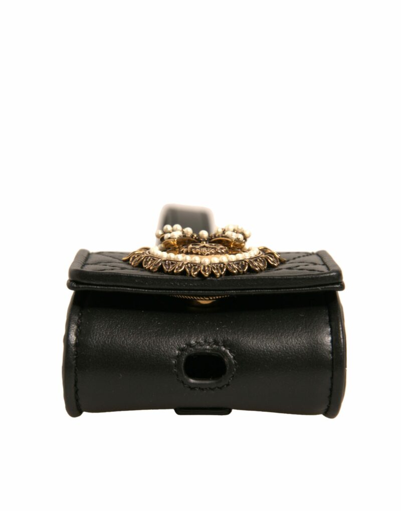 Dolce & Gabbana Black Leather Devotion Heart Strap Airpod Case - Image 5