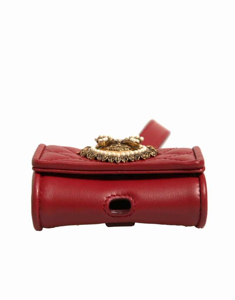 Dolce & Gabbana Black Leather Devotion Heart Strap Airpod Case - Image 6