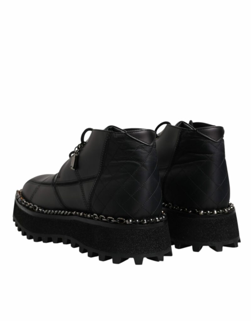 Dolce & Gabbana Black Leather Lace Up Ankle Boots Shoes - Image 5