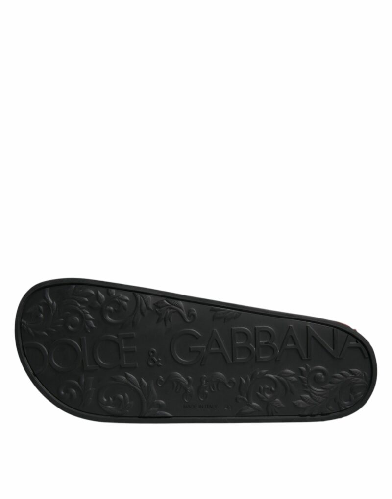 Dolce & Gabbana Black Leather Slides Sandals Beachwear Shoes - Image 7