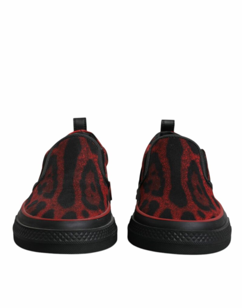 Dolce & Gabbana Red Black Leopard Cotton Men Low Top Sneakers Shoes - Image 2