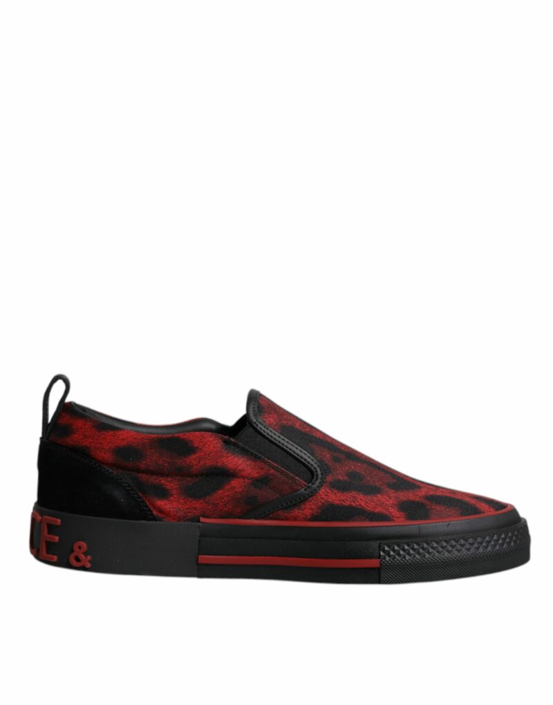 Dolce & Gabbana Red Black Leopard Cotton Men Low Top Sneakers Shoes - Image 7