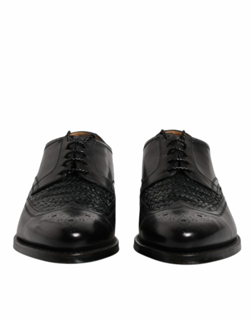 Dolce & Gabbana Black Leather Derby Wingtip Lace Up Formal Dress Shoes - Image 2