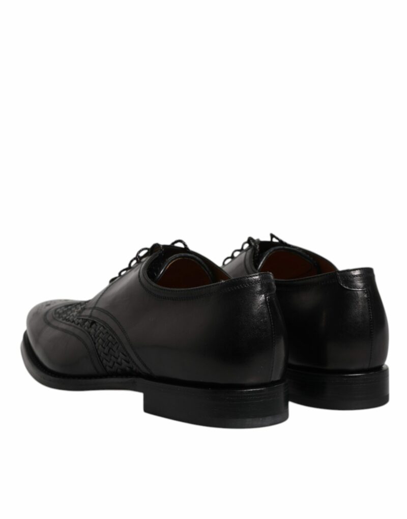Dolce & Gabbana Black Leather Derby Wingtip Lace Up Formal Dress Shoes - Image 5