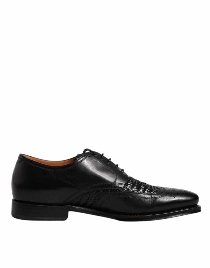 Dolce & Gabbana Black Leather Derby Wingtip Lace Up Formal Dress Shoes - Image 7