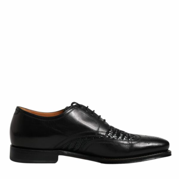 Dolce & Gabbana Black Leather Derby Wingtip Lace Up Formal Dress Shoes