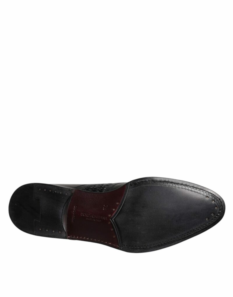 Dolce & Gabbana Black Leather Derby Wingtip Lace Up Formal Dress Shoes - Image 8