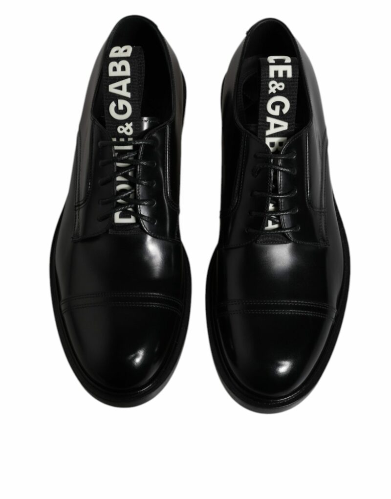 Dolce & Gabbana Black Patent Leather Derby Lace Up Formal Dress Shoes - Image 3