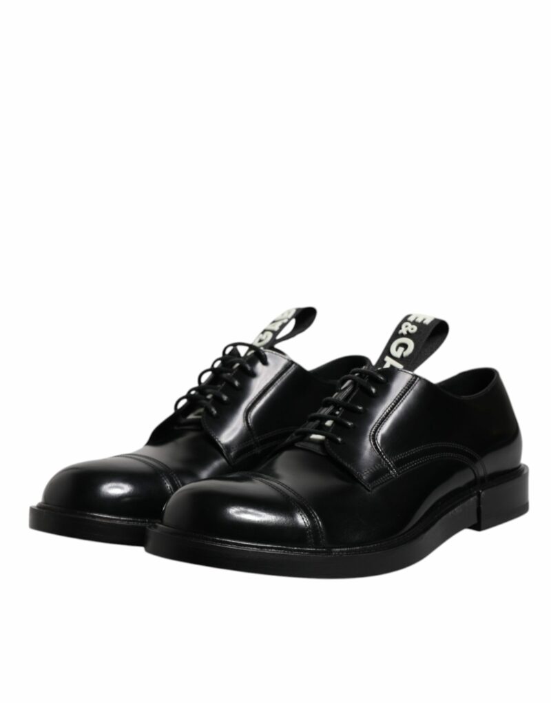 Dolce & Gabbana Black Patent Leather Derby Lace Up Formal Dress Shoes - Image 4