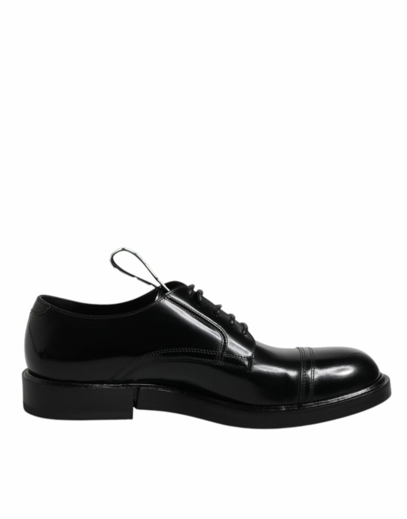 Dolce & Gabbana Black Patent Leather Derby Lace Up Formal Dress Shoes - Image 7