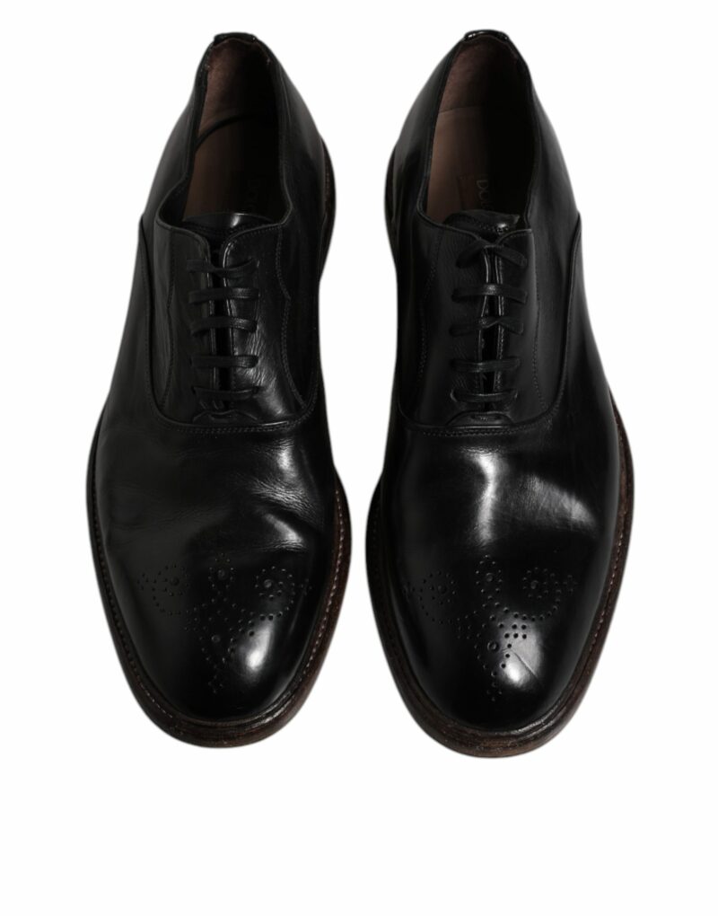 Dolce & Gabbana Black Leather Lace Up Men Derby Formal Shoes - Image 3
