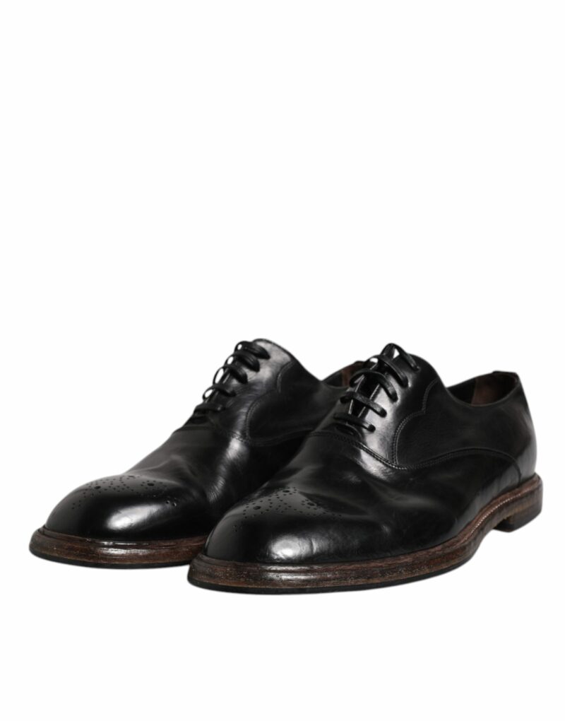 Dolce & Gabbana Black Leather Lace Up Men Derby Formal Shoes - Image 4