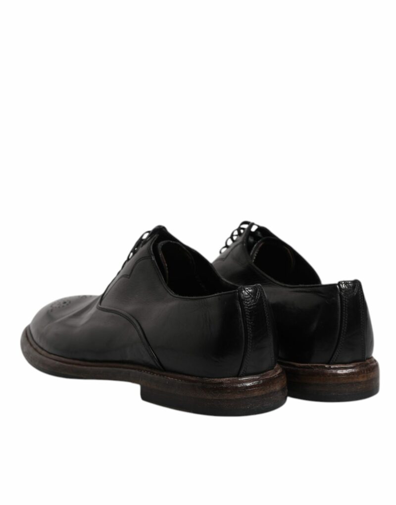 Dolce & Gabbana Black Leather Lace Up Men Derby Formal Shoes - Image 5