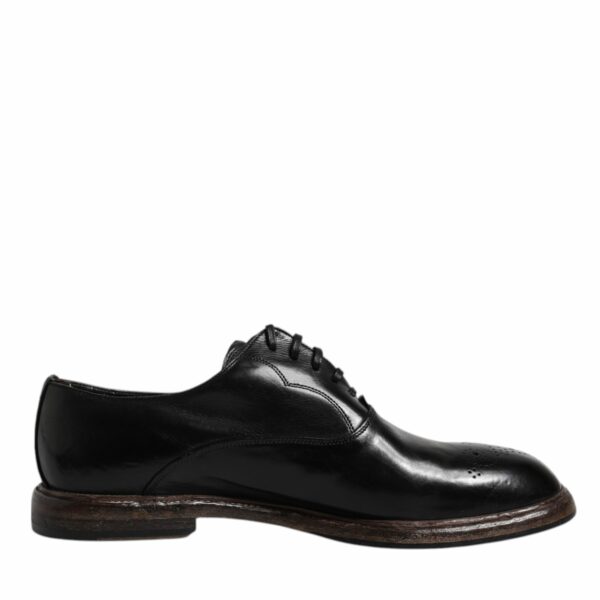 Dolce & Gabbana Black Leather Lace Up Men Derby Formal Shoes