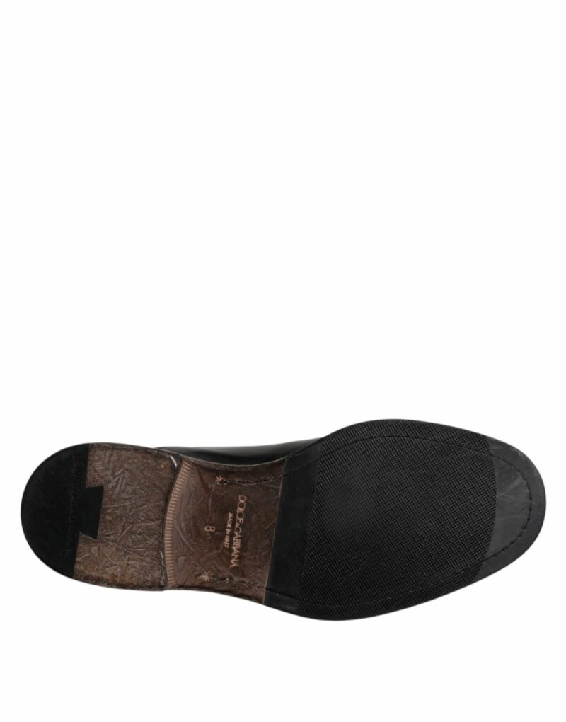 Dolce & Gabbana Black Leather Lace Up Men Derby Formal Shoes - Image 7