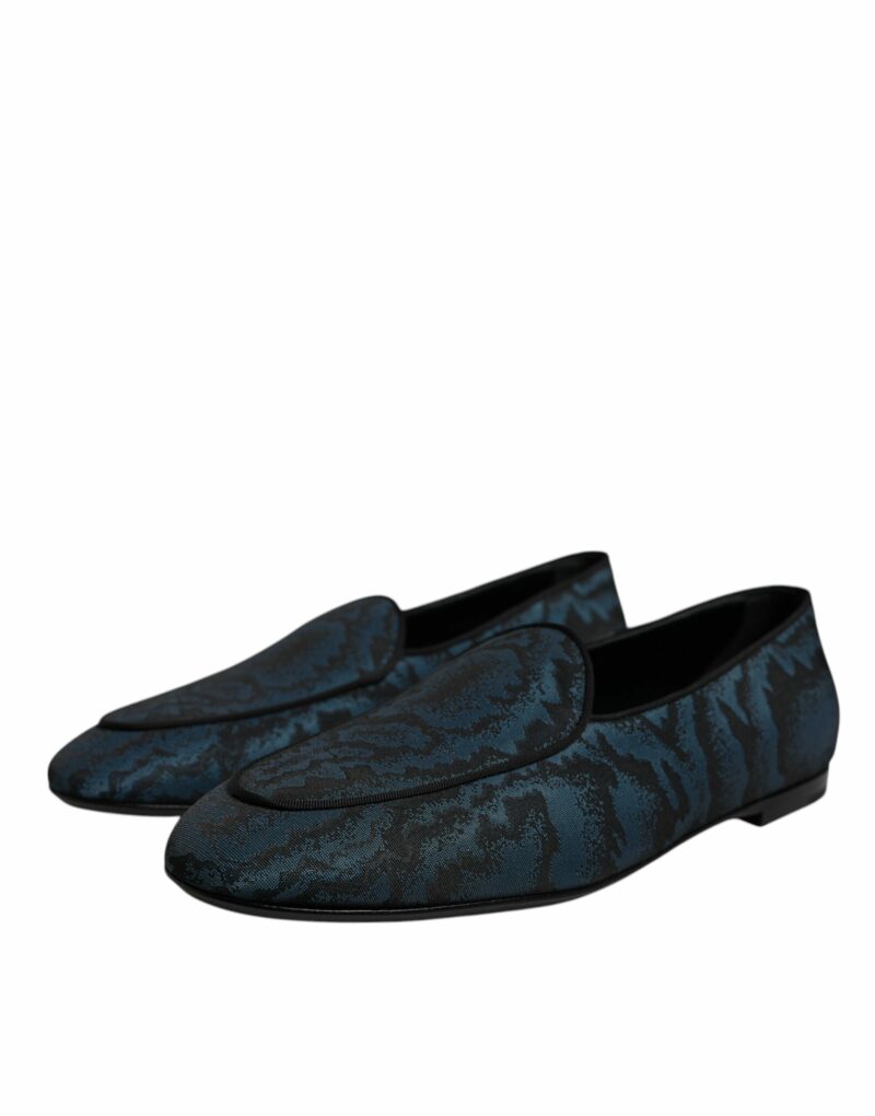 Dolce & Gabbana Blue Black Flats Men Loafers Dress Shoes - Image 3