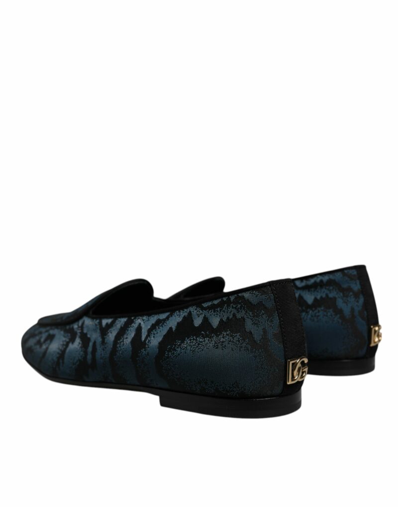Dolce & Gabbana Blue Black Flats Men Loafers Dress Shoes - Image 4